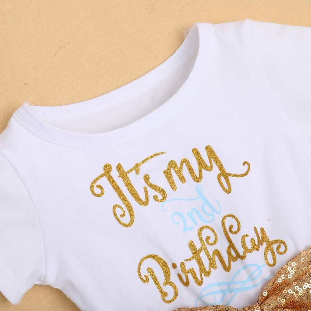 FYMNSI It's My 1st / 2nd Birthday Baby Toddler Kids Girl Cake Smash Tutu Dress Shiny Sequin Bow Headband Princess Party Outfit Photo Props Set 2pcs - Image 130