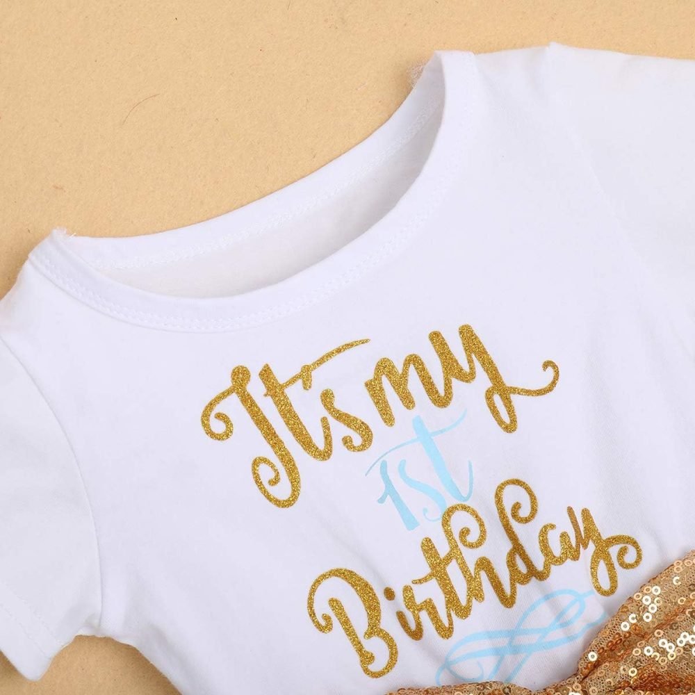 FYMNSI It's My 1st / 2nd Birthday Baby Toddler Kids Girl Cake Smash Tutu Dress Shiny Sequin Bow Headband Princess Party Outfit Photo Props Set 2pcs - Image 140