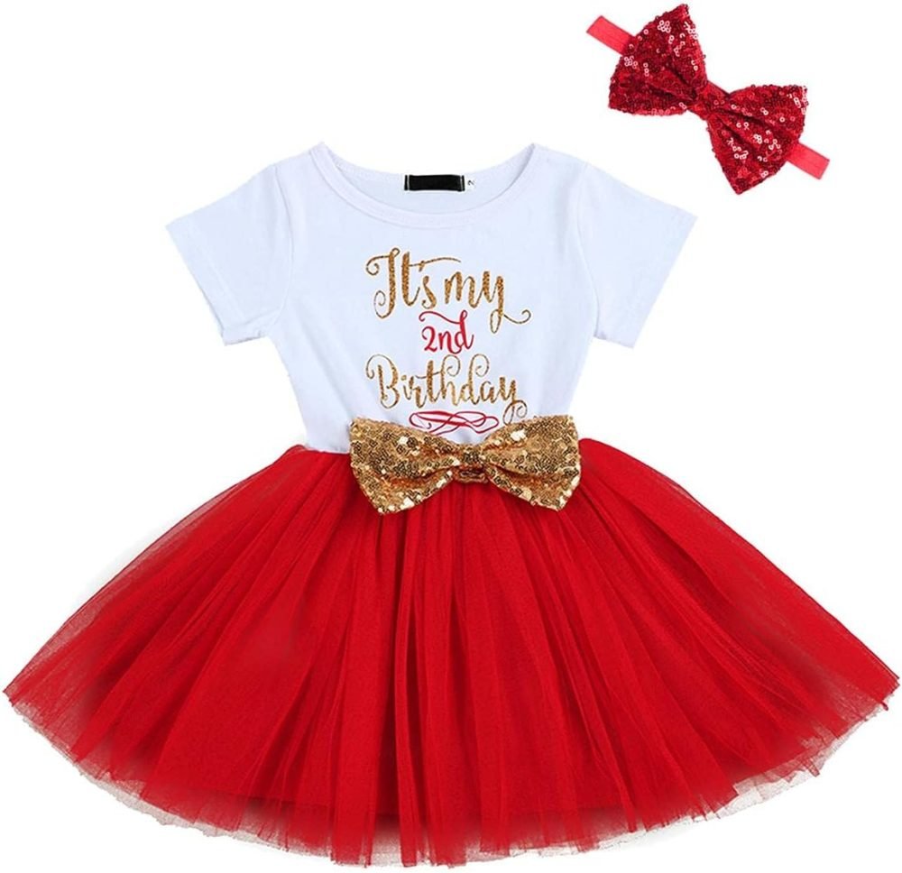 FYMNSI It's My 1st / 2nd Birthday Baby Toddler Kids Girl Cake Smash Tutu Dress Shiny Sequin Bow Headband Princess Party Outfit Photo Props Set 2pcs - Image 150