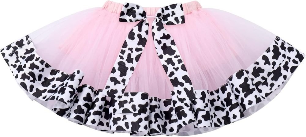 FYMNSI Baby Girl's 1st / 2nd / 3rd Cow Theme Birthday Party Cake Smash Outfit Short Sleeve Romper Tutu Skirt Bowknot Headband 3pcs Set - Image 4