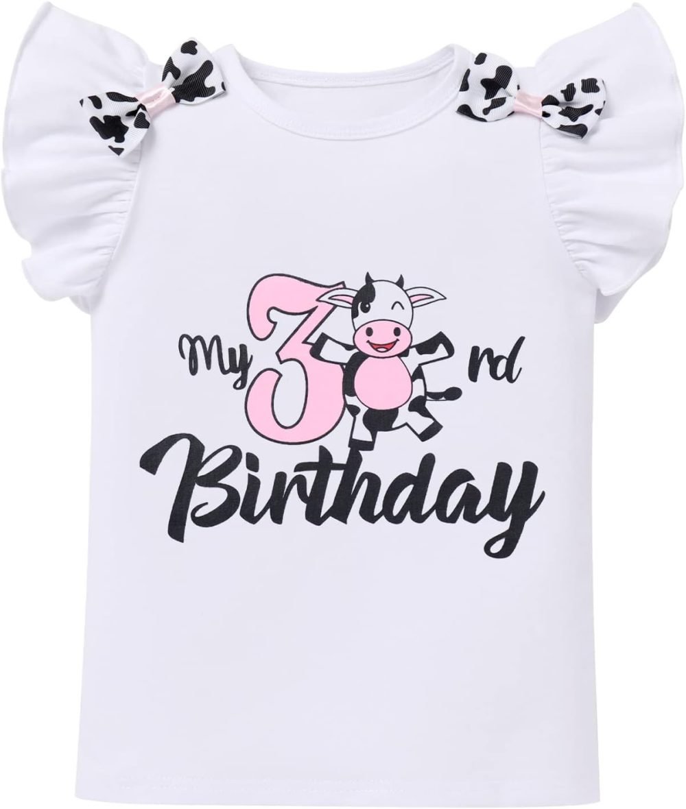 FYMNSI Baby Girl's 1st / 2nd / 3rd Cow Theme Birthday Party Cake Smash Outfit Short Sleeve Romper Tutu Skirt Bowknot Headband 3pcs Set - Image 9