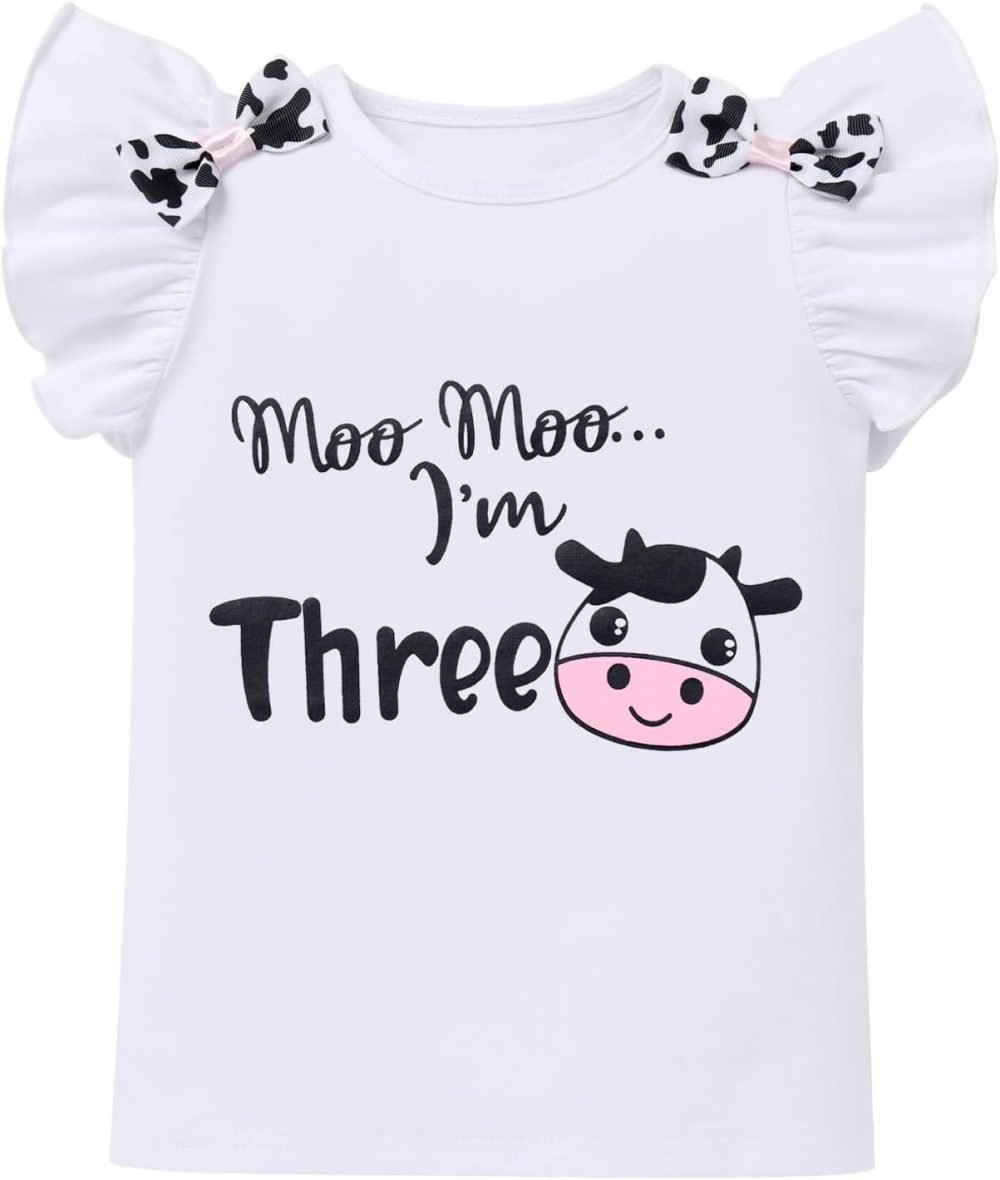 FYMNSI Baby Girl's 1st / 2nd / 3rd Cow Theme Birthday Party Cake Smash Outfit Short Sleeve Romper Tutu Skirt Bowknot Headband 3pcs Set - Image 24