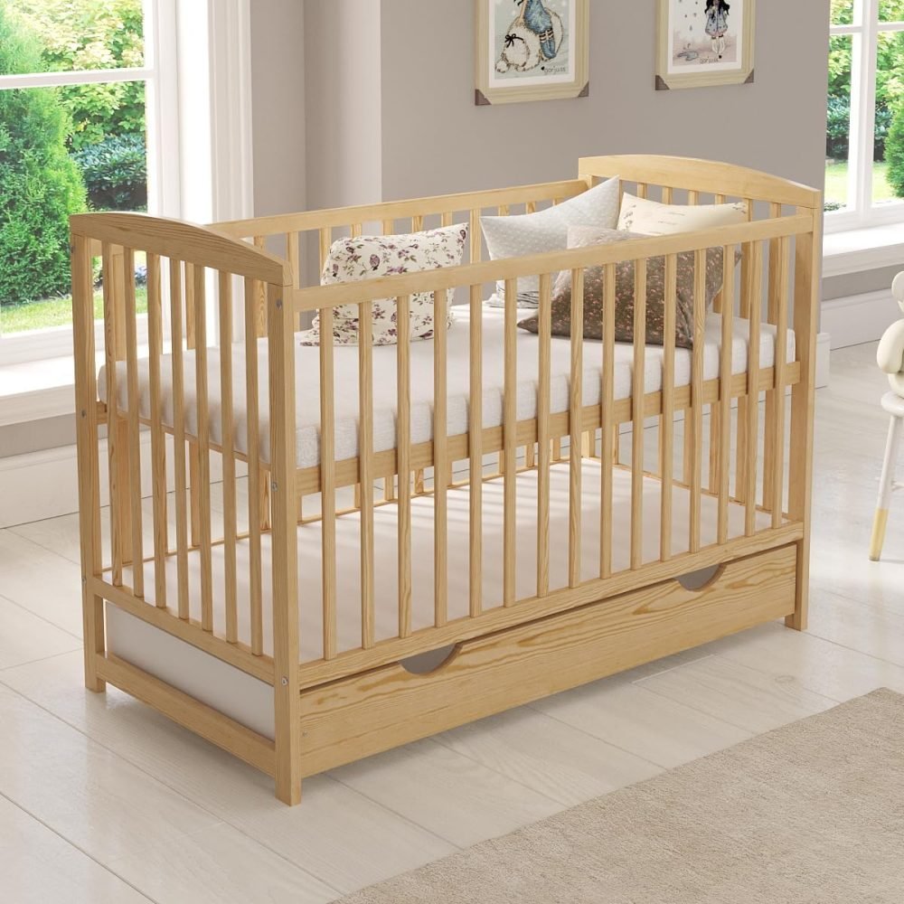 Love For Sleep JACOB Wooden Baby Cot Bed 120x60cm FREE Deluxe Aloe Vera Mattress, Safety Wooden Barrier & Teething Rails (White) - Image 8