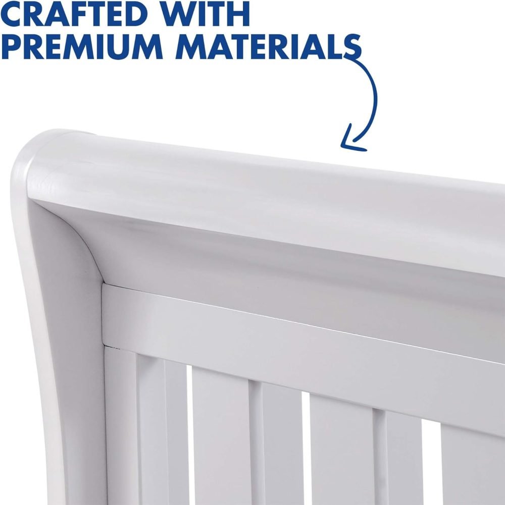 Babymore Eva Sleigh Cot Bed Drop Side with Drawer | Solid Pine Wood | Converts into Day Bed, Toddler Bed | Teething Rail (White) - Image 5