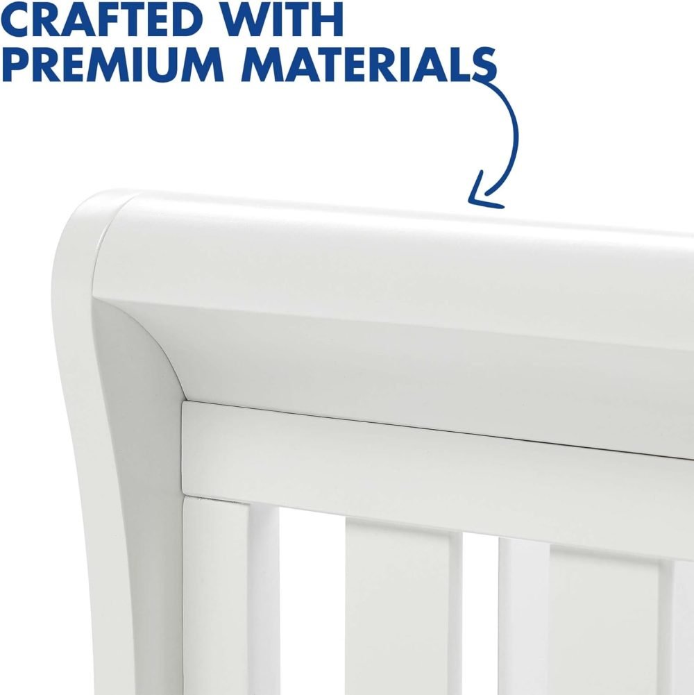 Babymore Eva Sleigh Cot Bed White - Drop Side Cot Bed With Mattress Included, Baby Cot Bed With Teething Rail & Drawer, Convertible to Toddler Bed & Day Bed,| 3 Adjustable Bed Base Positions (White) - Image 19