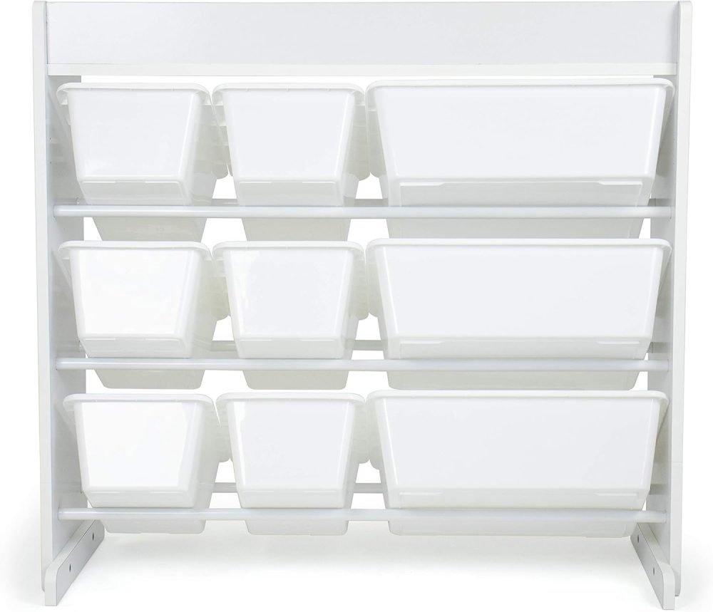 Humble Crew Children's Shelf, Toy Organiser Shelf with 9 Storage Boxes, White/White - Image 9