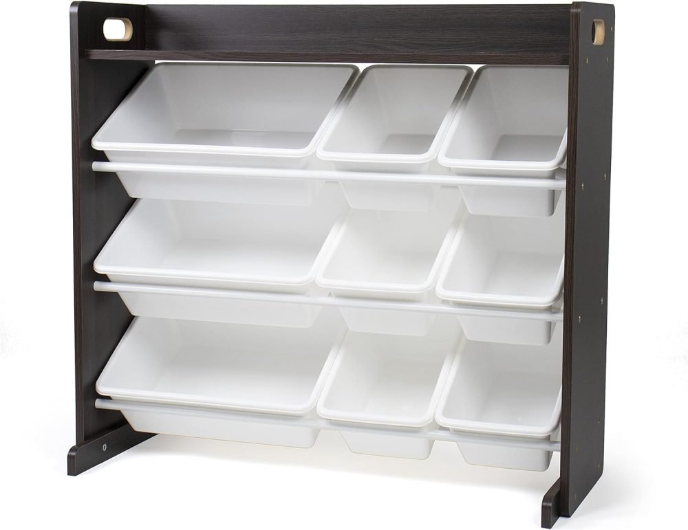 Humble Crew Children's Shelf, Toy Organiser Shelf with 9 Storage Boxes, White/White - Image 11