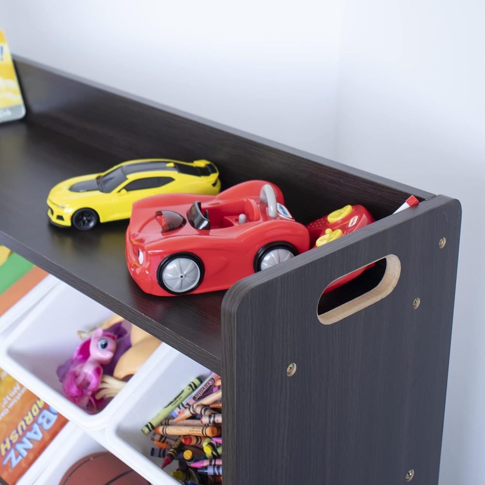 Humble Crew Children's Shelf, Toy Organiser Shelf with 9 Storage Boxes, White/White - Image 15