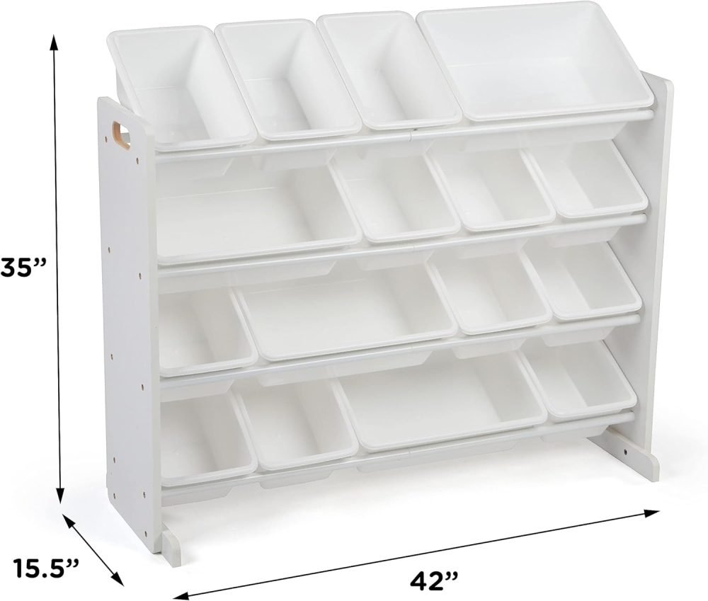 Humble Crew Children's Shelf, Toy Organiser Shelf with 9 Storage Boxes, White/Grey - Image 3