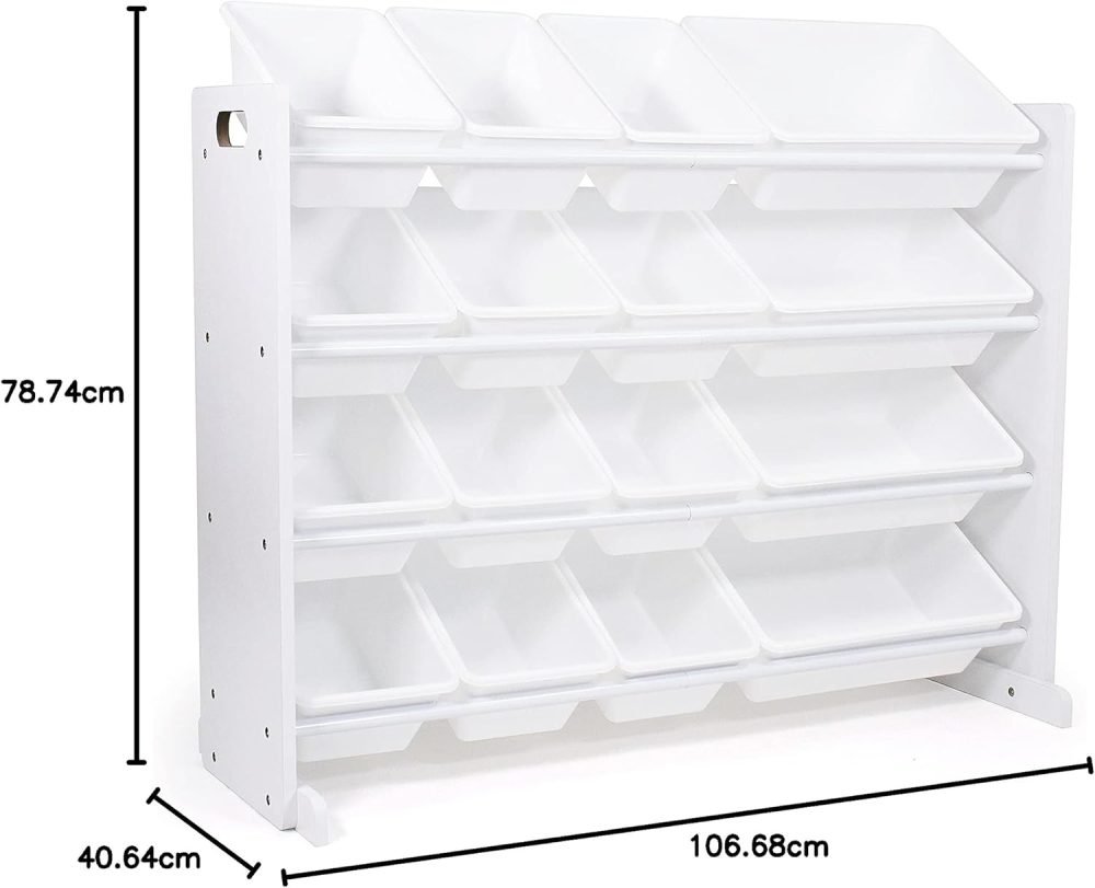Humble Crew Children's Shelf, Toy Organiser Shelf with 9 Storage Boxes, White/Grey - Image 12