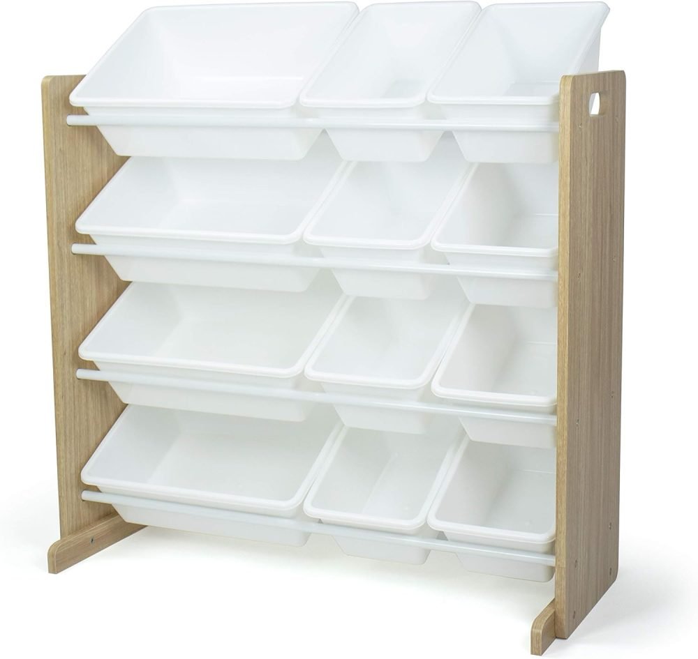 Humble Crew Children's Shelf, Toy Organiser Shelf with 9 Storage Boxes, White/Grey - Image 13
