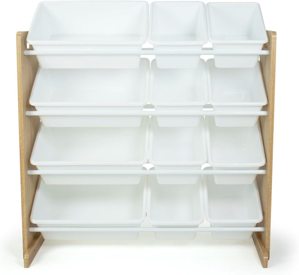 Humble Crew Children's Shelf, Toy Organiser Shelf with 9 Storage Boxes, White/Grey - Image 14