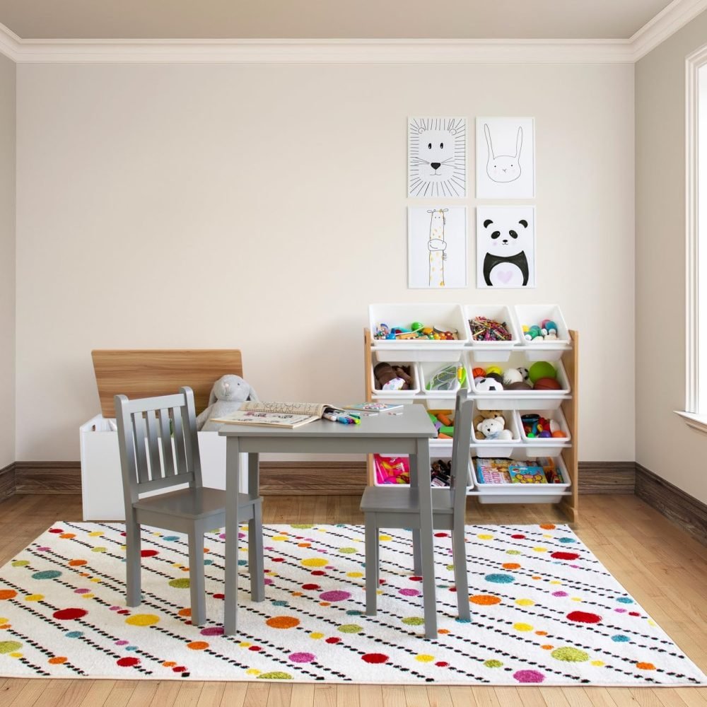 Humble Crew Children's Shelf, Toy Organiser Shelf with 9 Storage Boxes, White/Grey - Image 17