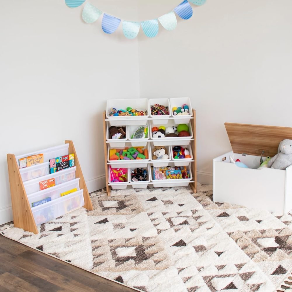 Humble Crew Children's Shelf, Toy Organiser Shelf with 9 Storage Boxes, White/Grey - Image 18