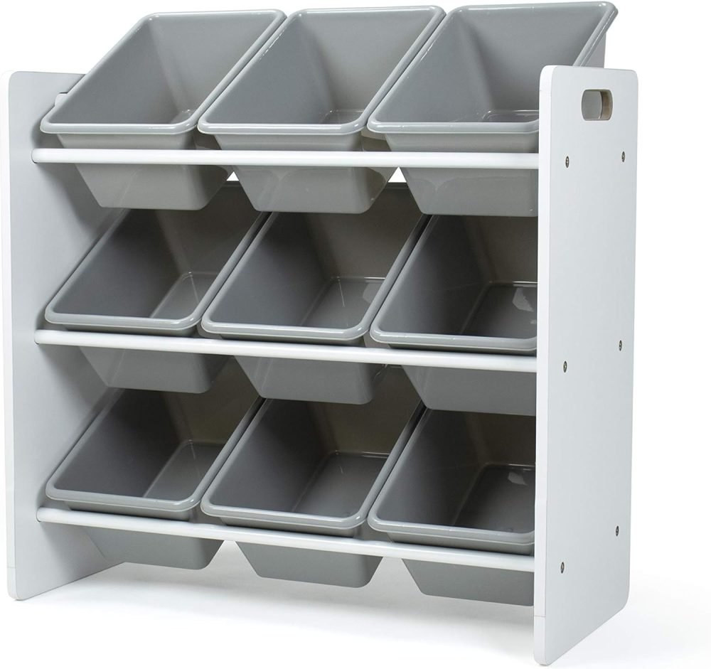 Humble Crew Children's Shelf, Toy Organiser Shelf with 9 Storage Boxes, White/Grey - Image 20