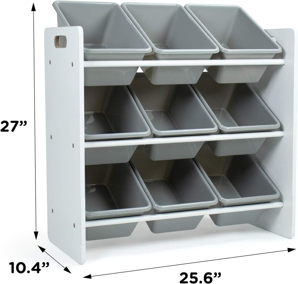 Humble Crew Children's Shelf, Toy Organiser Shelf with 9 Storage Boxes, White/Grey - Image 24