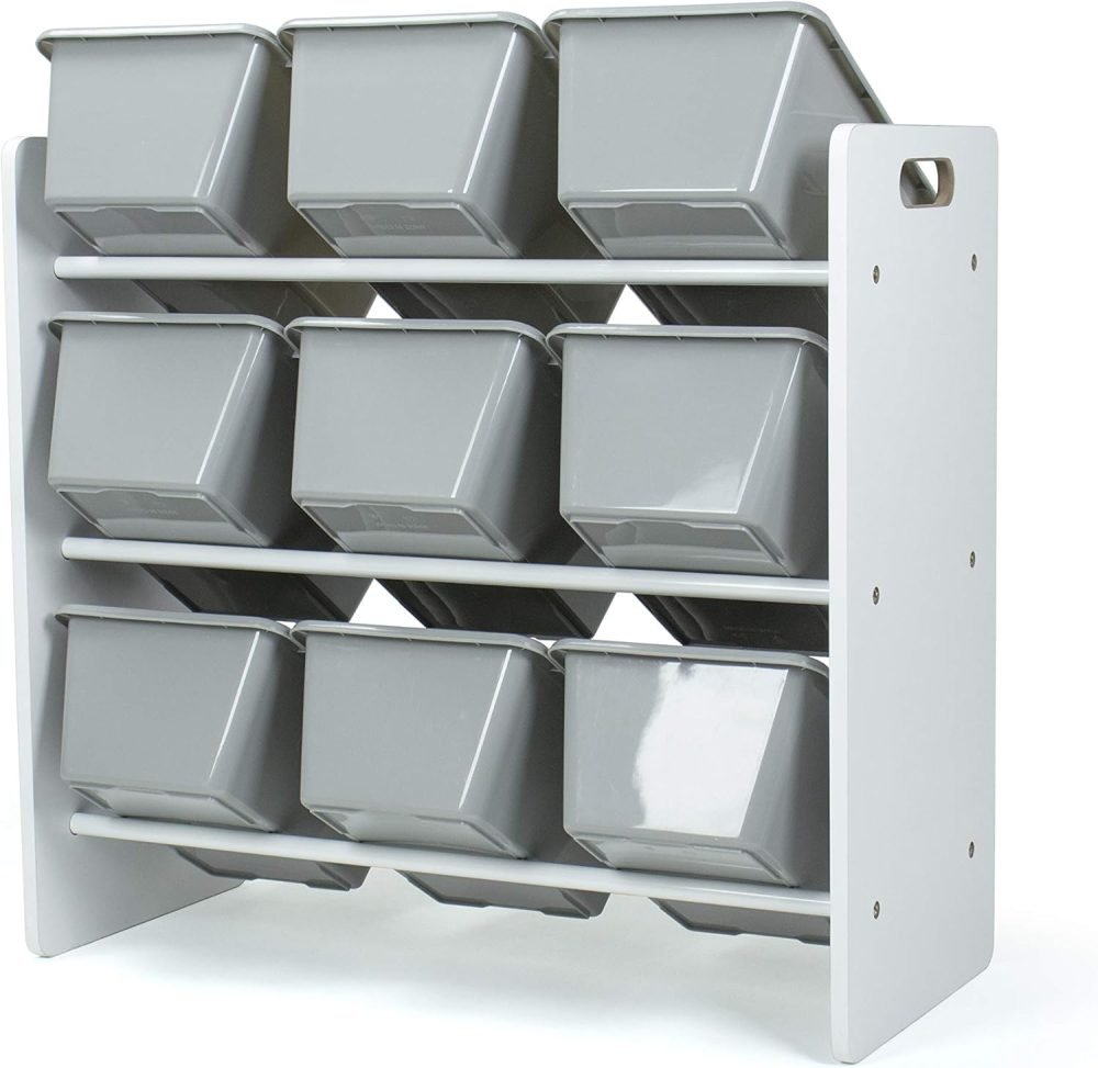 Humble Crew Children's Shelf, Toy Organiser Shelf with 9 Storage Boxes, White/Grey - Image 26