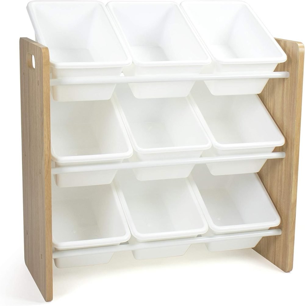 Humble Crew Children's Shelf, Toy Organiser Shelf with 9 Storage Boxes, White/Grey - Image 30