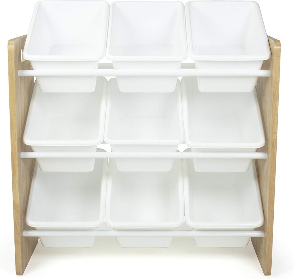 Humble Crew Children's Shelf, Toy Organiser Shelf with 9 Storage Boxes, White/Grey - Image 32
