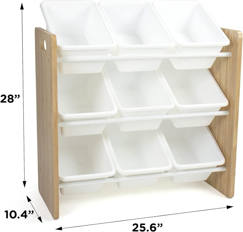 Humble Crew Children's Shelf, Toy Organiser Shelf with 9 Storage Boxes, White/Grey - Image 33