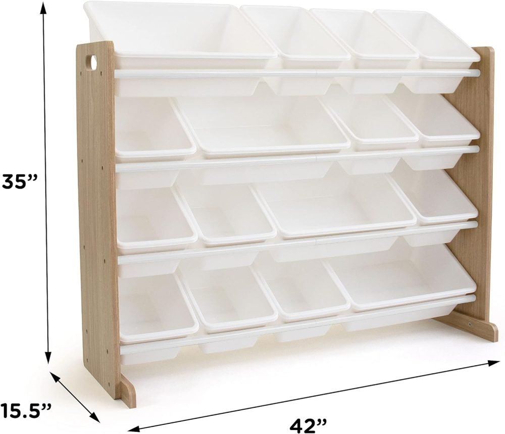 Humble Crew Children's Shelf, Toy Organiser Shelf with 9 Storage Boxes, White/Grey - Image 41