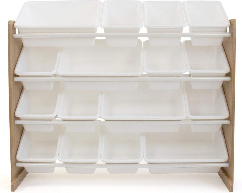 Humble Crew Children's Shelf, Toy Organiser Shelf with 9 Storage Boxes, White/Grey - Image 43
