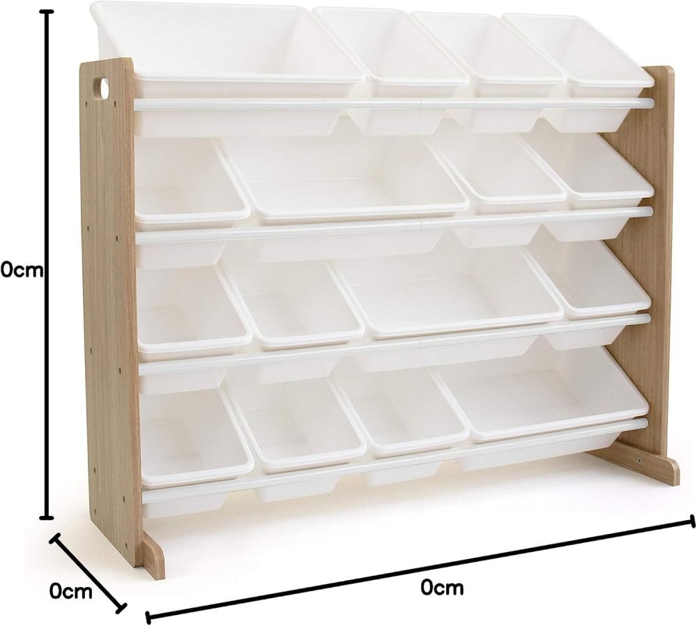 Humble Crew Children's Shelf, Toy Organiser Shelf with 9 Storage Boxes, White/Grey - Image 46