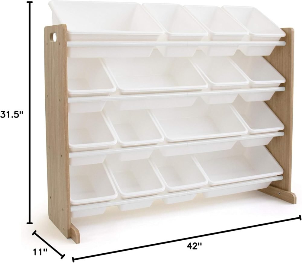Humble Crew Children's Shelf, Toy Organiser Shelf with 9 Storage Boxes, White/Grey - Image 47
