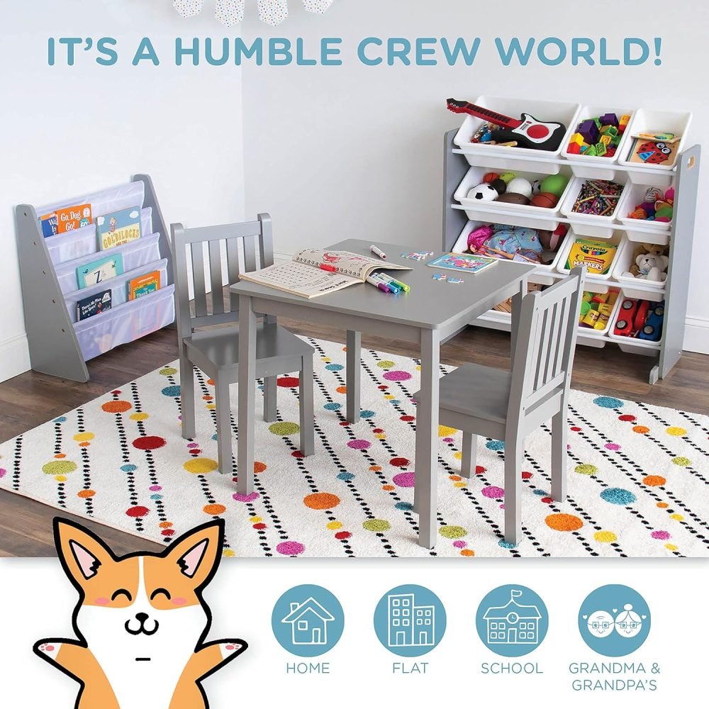 Humble Crew Children's Shelf, Toy Organiser Shelf with 9 Storage Boxes, White/Grey - Image 62