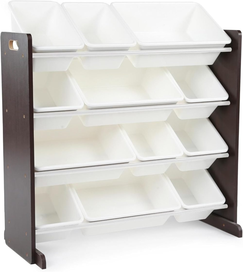 Humble Crew Children's Shelf, Toy Organiser Shelf with 9 Storage Boxes, White/Grey - Image 63