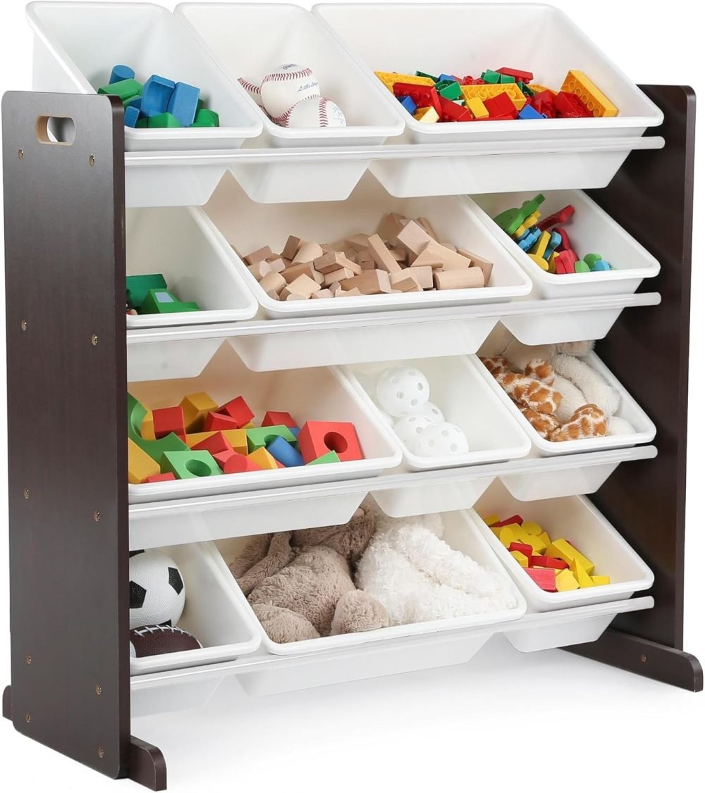 Humble Crew Children's Shelf, Toy Organiser Shelf with 9 Storage Boxes, White/Grey - Image 64