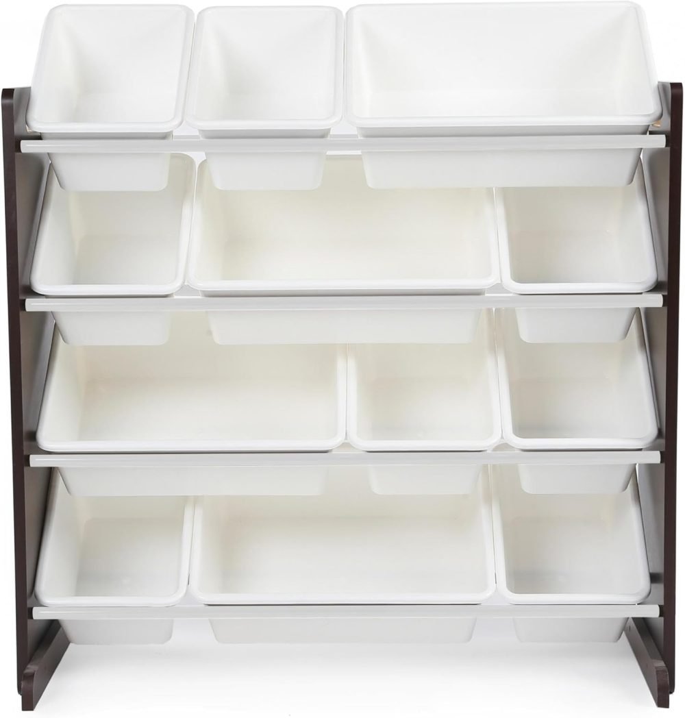 Humble Crew Children's Shelf, Toy Organiser Shelf with 9 Storage Boxes, White/Grey - Image 65