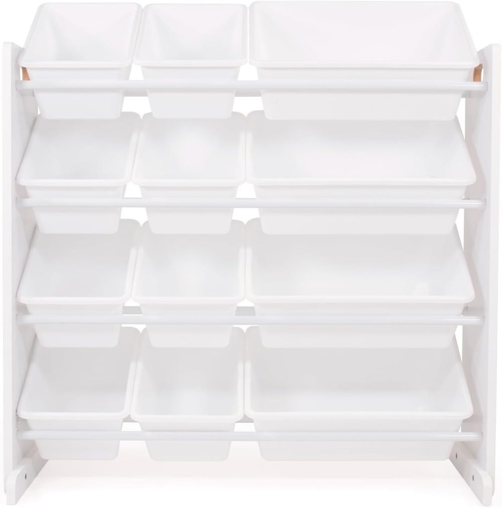 Humble Crew Children's Shelf, Toy Organiser Shelf with 9 Storage Boxes, White/Grey - Image 79