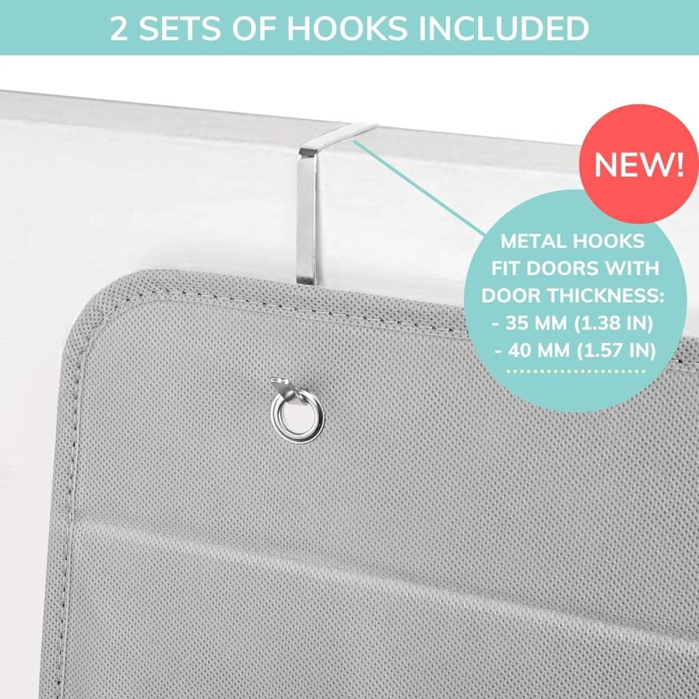 Vesta Baby Over Door Hanging Organiser with Hooks - Unisex Space Saving 4 Pocket Storage for Bathroom, Children's Room, Nursery - Clear Window Caddy Hanger - 2 Small Items Utility Pockets - Image 6