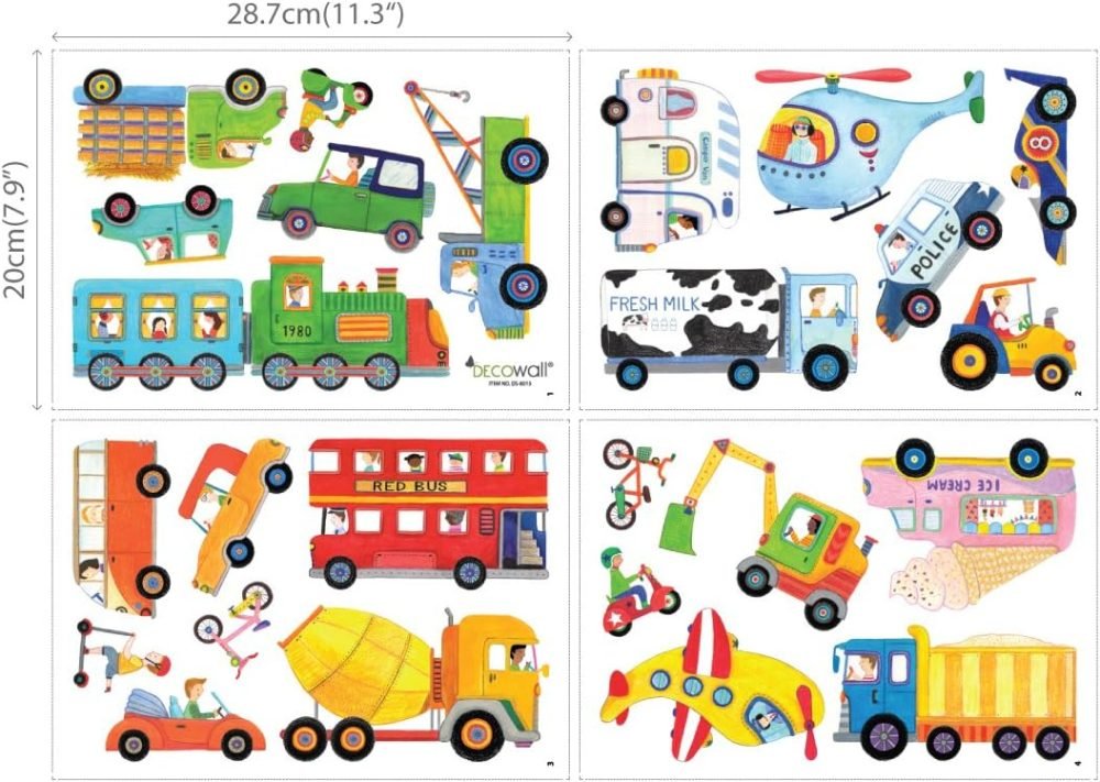 DECOWALL SG3-2308 The Road and Transports Kids Wall Stickers Decals Peel and Stick Removable for Nursery Bedroom Living Room Art murals Decorations - Image 4