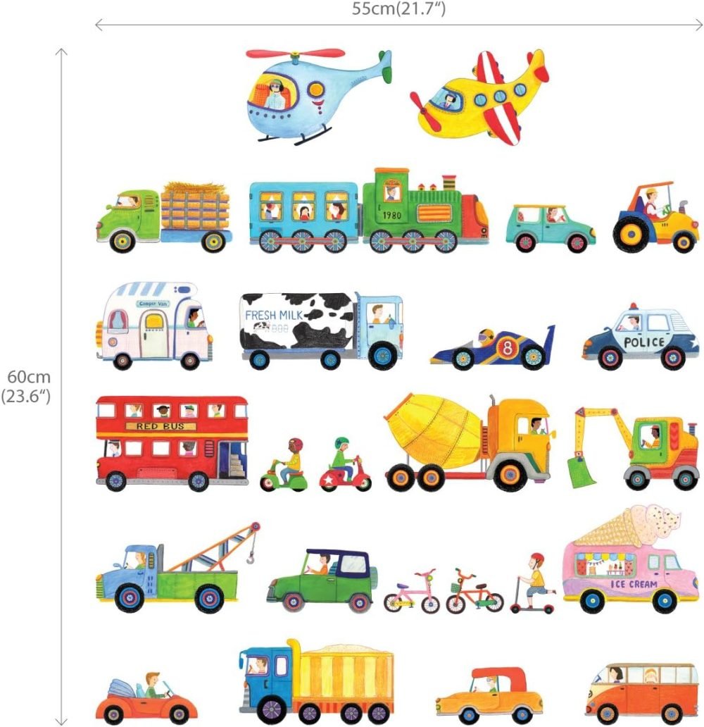 DECOWALL SG3-2308 The Road and Transports Kids Wall Stickers Decals Peel and Stick Removable for Nursery Bedroom Living Room Art murals Decorations - Image 6