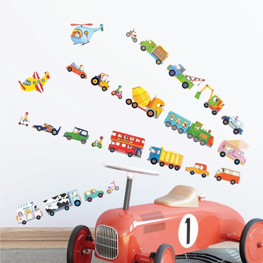 DECOWALL SG3-2308 The Road and Transports Kids Wall Stickers Decals Peel and Stick Removable for Nursery Bedroom Living Room Art murals Decorations - Image 7