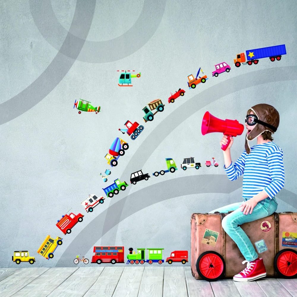 DECOWALL SG3-2308 The Road and Transports Kids Wall Stickers Decals Peel and Stick Removable for Nursery Bedroom Living Room Art murals Decorations - Image 9