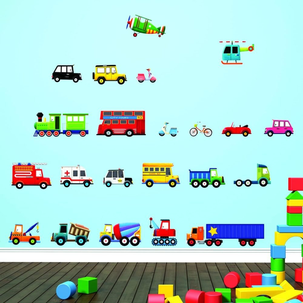 DECOWALL SG3-2308 The Road and Transports Kids Wall Stickers Decals Peel and Stick Removable for Nursery Bedroom Living Room Art murals Decorations - Image 10