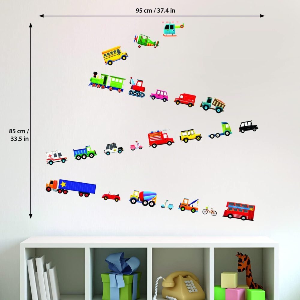 DECOWALL SG3-2308 The Road and Transports Kids Wall Stickers Decals Peel and Stick Removable for Nursery Bedroom Living Room Art murals Decorations - Image 12