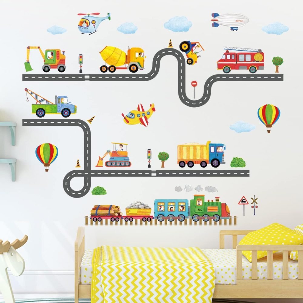 DECOWALL SG3-2308 The Road and Transports Kids Wall Stickers Decals Peel and Stick Removable for Nursery Bedroom Living Room Art murals Decorations - Image 15