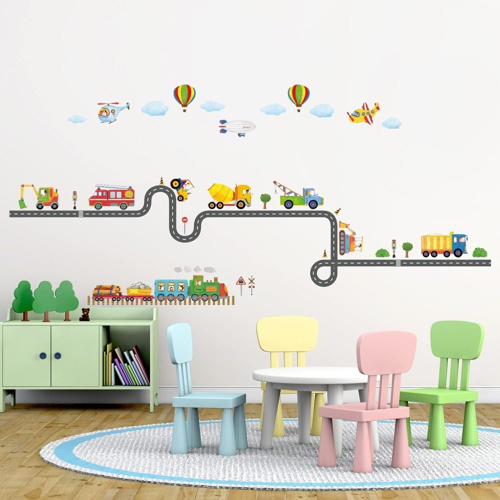DECOWALL SG3-2308 The Road and Transports Kids Wall Stickers Decals Peel and Stick Removable for Nursery Bedroom Living Room Art murals Decorations - Image 16