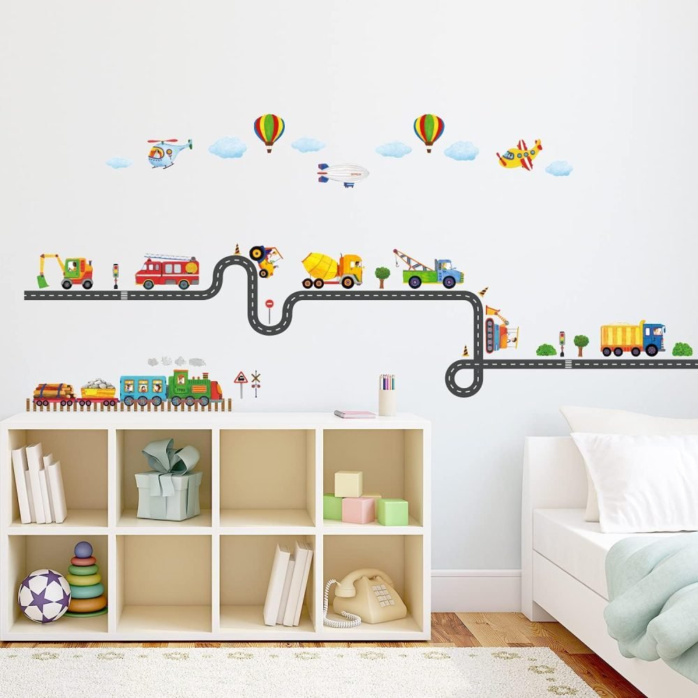 DECOWALL SG3-2308 The Road and Transports Kids Wall Stickers Decals Peel and Stick Removable for Nursery Bedroom Living Room Art murals Decorations - Image 17