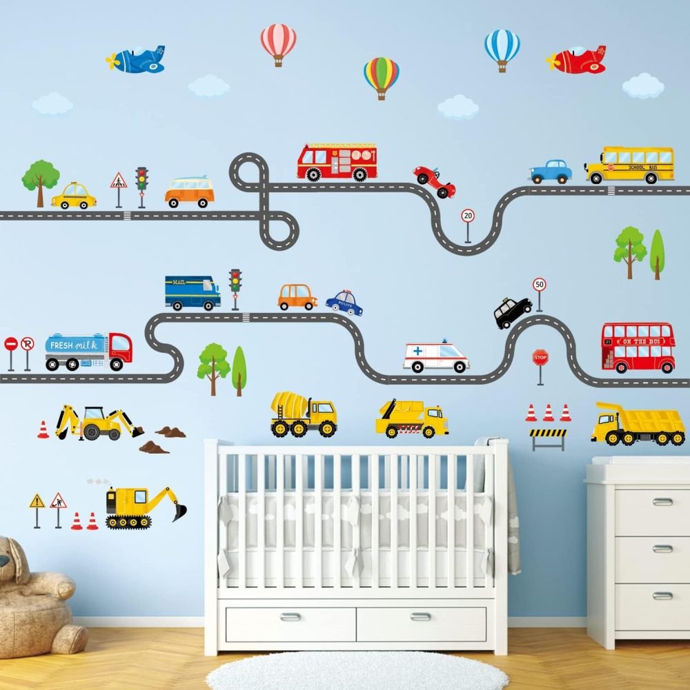 DECOWALL SG3-2308 The Road and Transports Kids Wall Stickers Decals Peel and Stick Removable for Nursery Bedroom Living Room Art murals Decorations - Image 22
