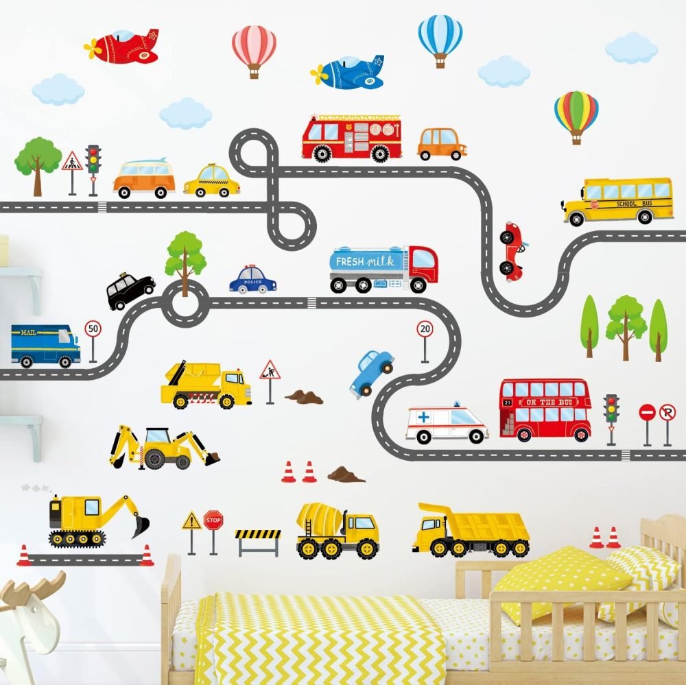 DECOWALL SG3-2308 The Road and Transports Kids Wall Stickers Decals Peel and Stick Removable for Nursery Bedroom Living Room Art murals Decorations - Image 23