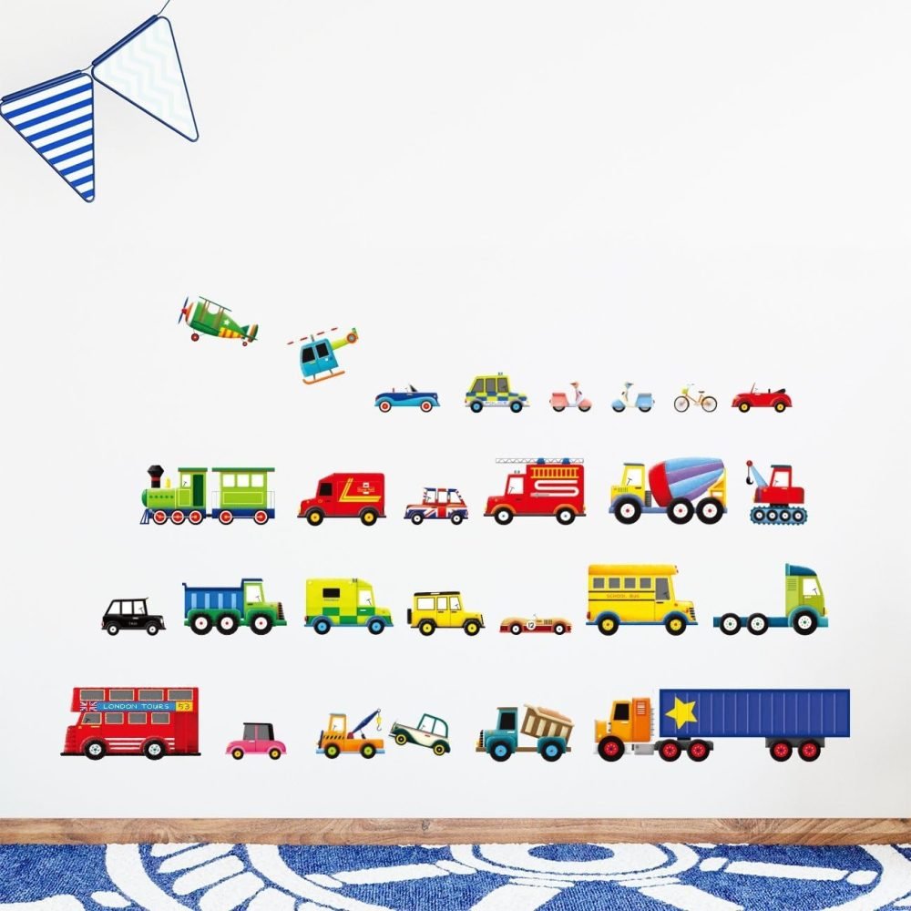 DECOWALL DS-8047 Construction Vehicles Road Wall Stickers Truck Excavator Cars Transportation Decals for Kids Boys Bedroom Nursery Playroom Living Room Art Decor Removable - Image 15