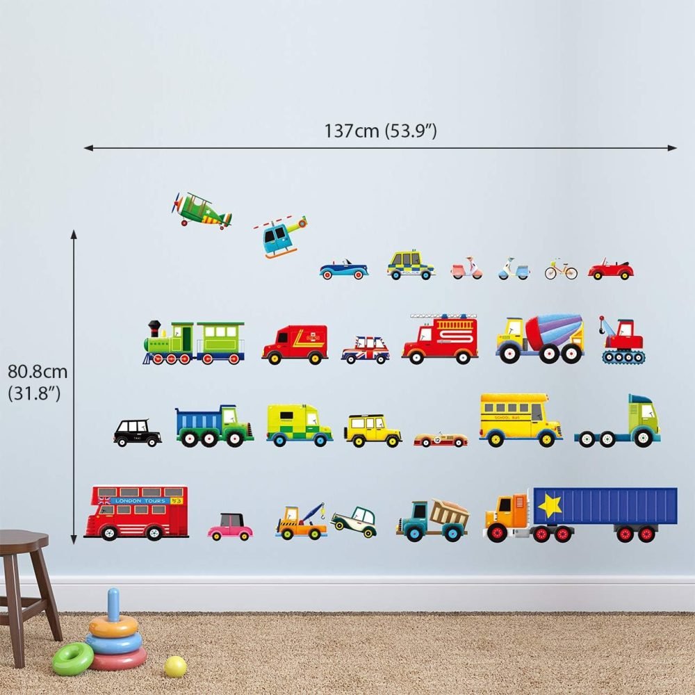 DECOWALL DS-8047 Construction Vehicles Road Wall Stickers Truck Excavator Cars Transportation Decals for Kids Boys Bedroom Nursery Playroom Living Room Art Decor Removable - Image 16