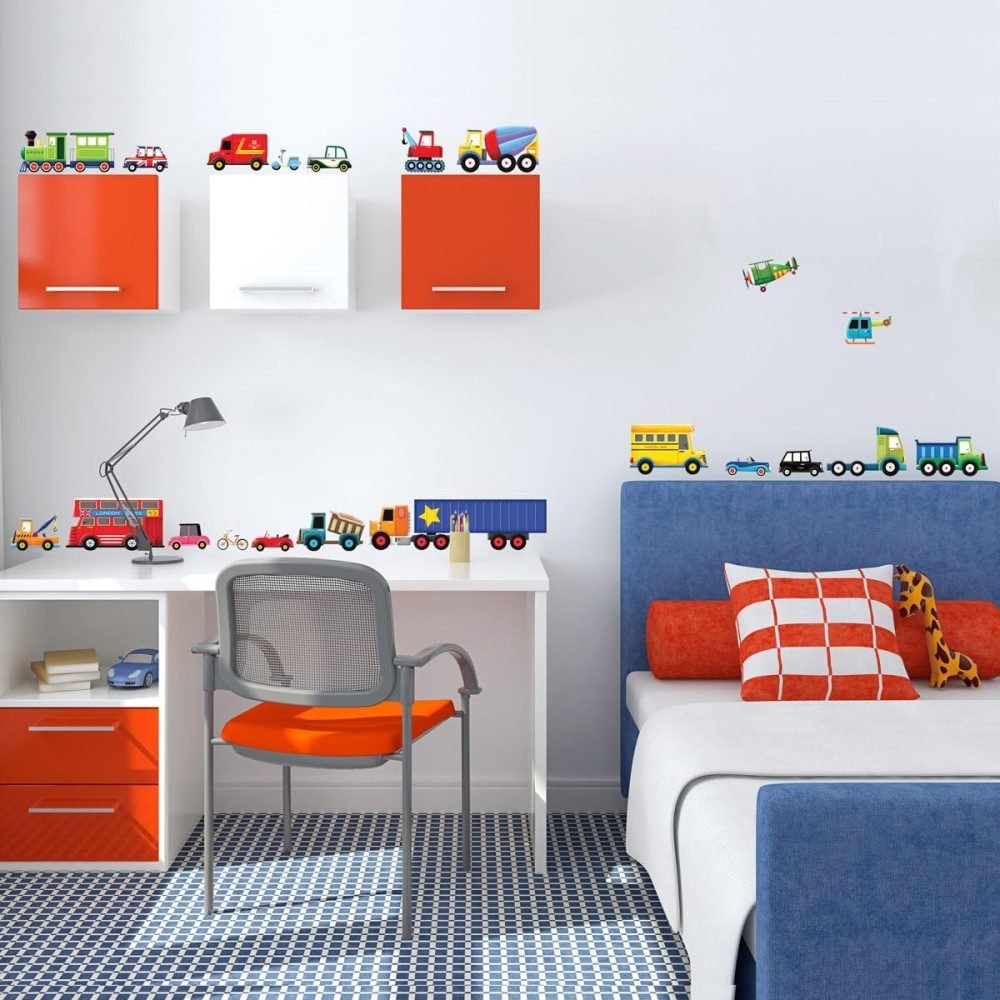 DECOWALL DS-8047 Construction Vehicles Road Wall Stickers Truck Excavator Cars Transportation Decals for Kids Boys Bedroom Nursery Playroom Living Room Art Decor Removable - Image 20