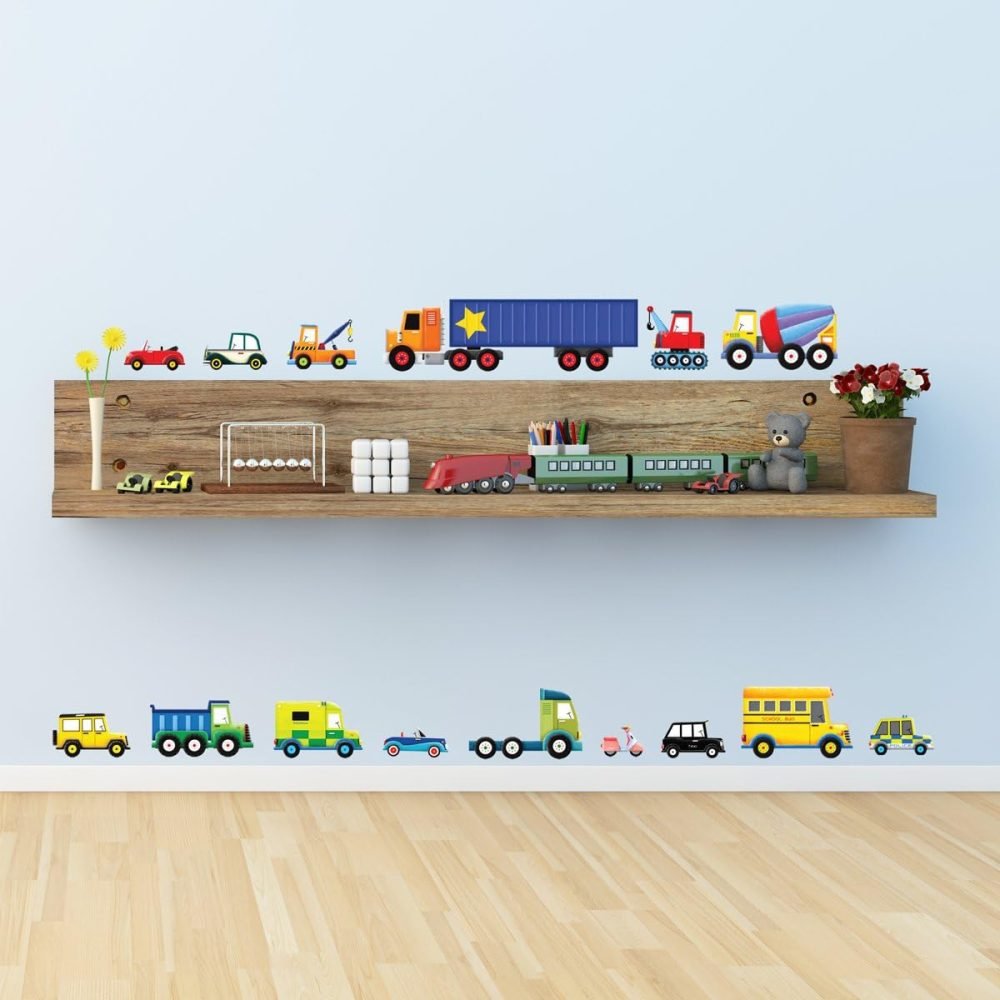 DECOWALL DS-8047 Construction Vehicles Road Wall Stickers Truck Excavator Cars Transportation Decals for Kids Boys Bedroom Nursery Playroom Living Room Art Decor Removable - Image 21
