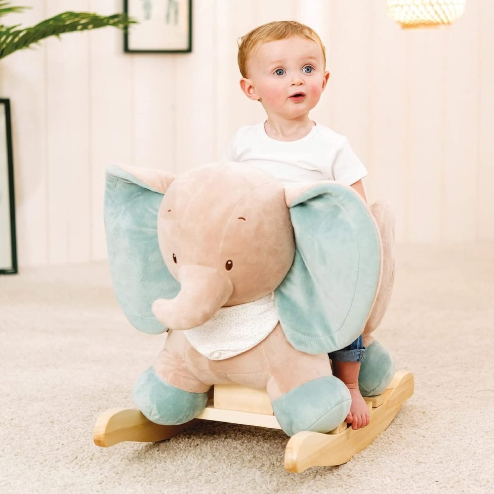 Nattou Rocker, Fully Padded Plush Rocking Animal, Safety Harness Included, 100 Percent Super Soft Polyester, PETA-Approved Vegan, 10 - 36 Months, (Axel and Luna Collection) Axel the Elephant - Image 3